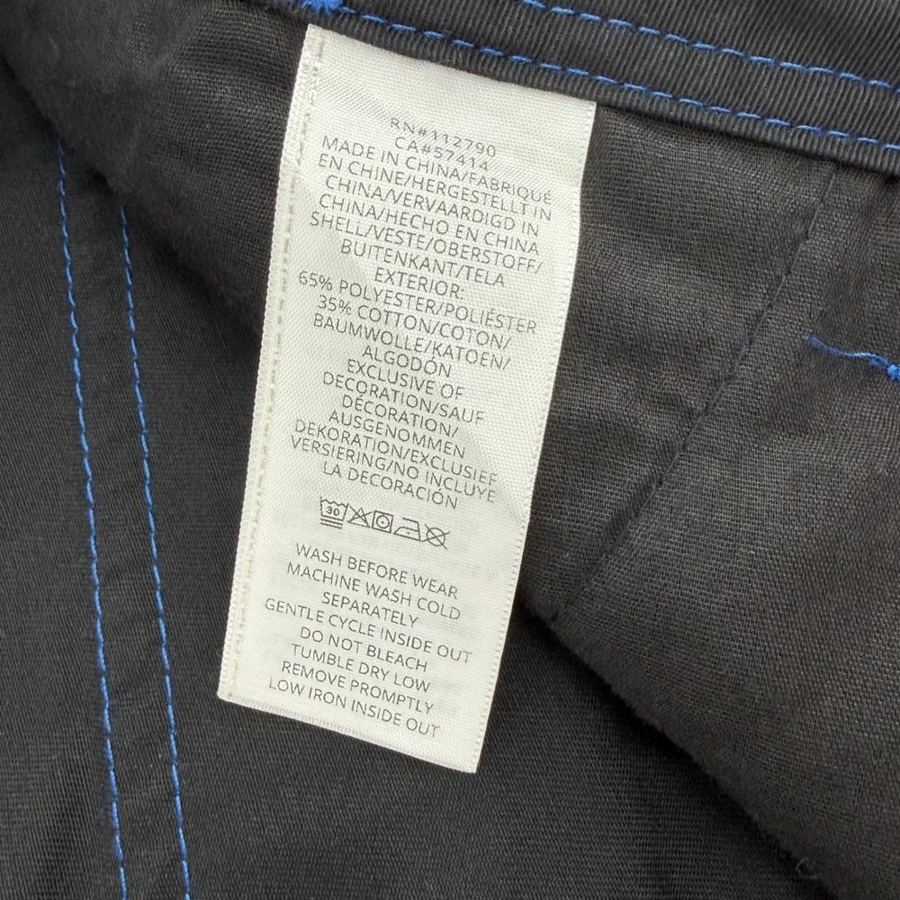True Religion Mens Cargo Pants 36x32 Black Pacific Blue Contrast Stitch 108335